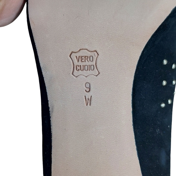 Van Eli Frenzy Black Suede Upper Gold Studs Platform Heels - Picture 9 of 16